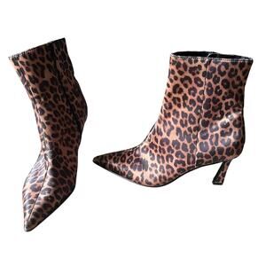 Steve Madden Leena Pointed Toe Bootie Women's 6.5 Leopard Animal Print Party